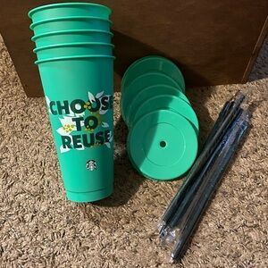 ✨NEW✨Starbucks Green, Earth Day 24 oz Cold Cup—Set of 5